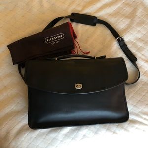 NWOT Coach Black Leather Lexington Briefcase